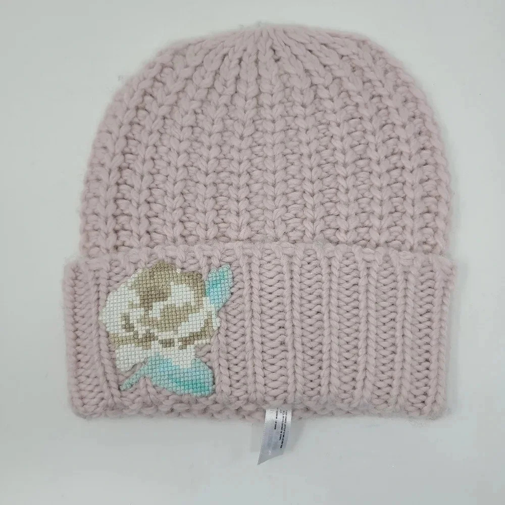 New Free People Blush Pink Flower Beanie